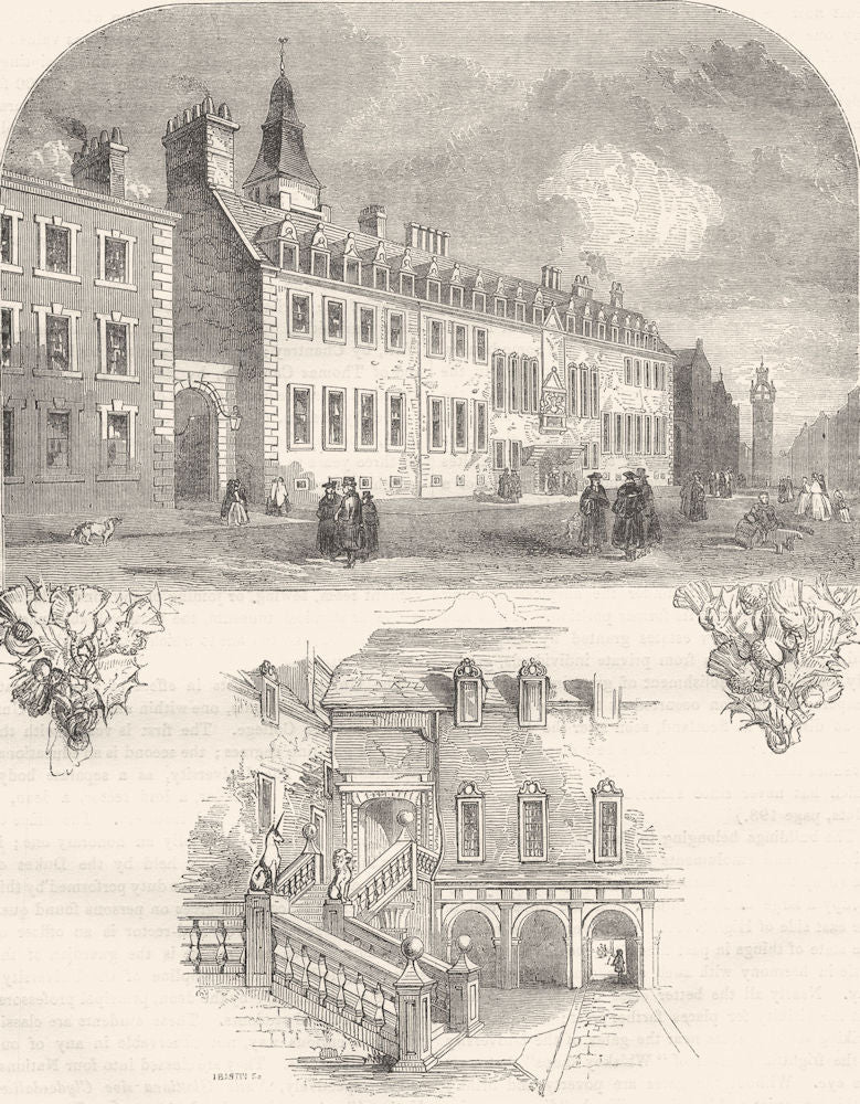 GLASGOW. The College; The College Staircase 1850 old antique print picture